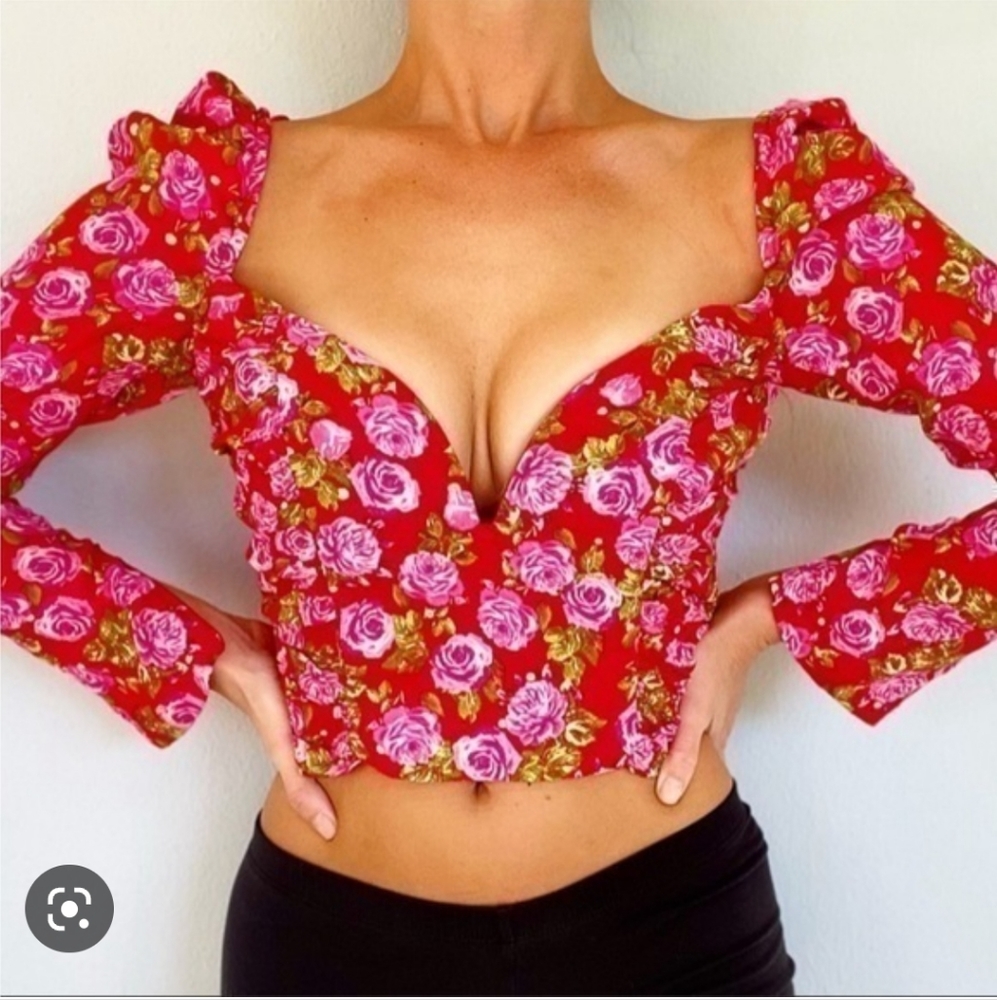 Zara Red Floral Top